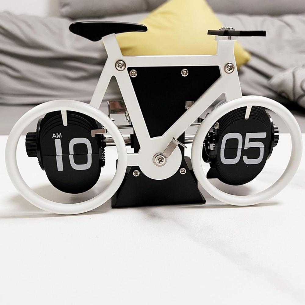Bike Shape Flip Clock - Color: Black And Silver