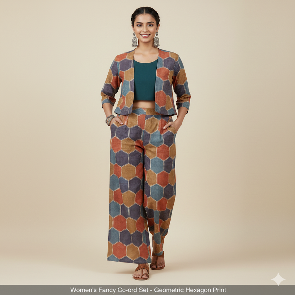 Hexagon  Digital Print Fabric ,Geometric Fabric