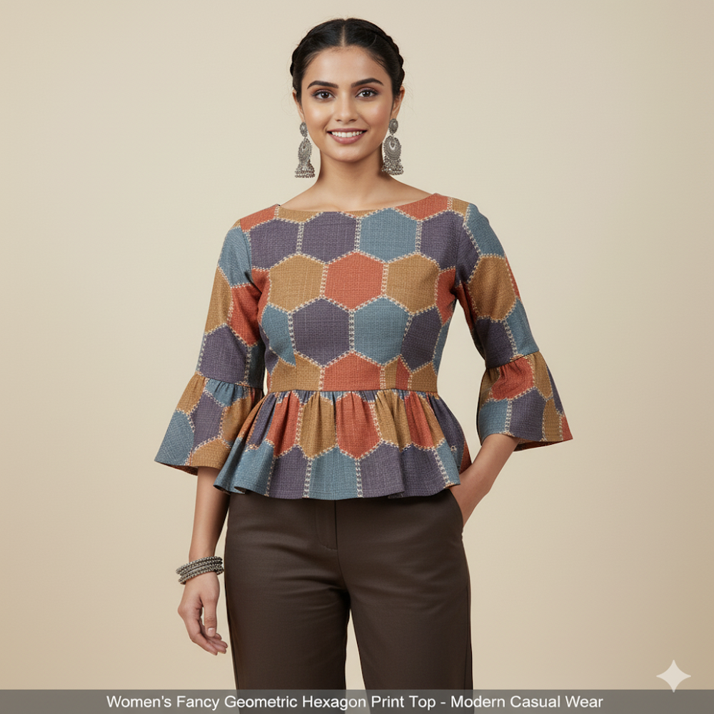 Hexagon  Digital Print Fabric ,Geometric Fabric