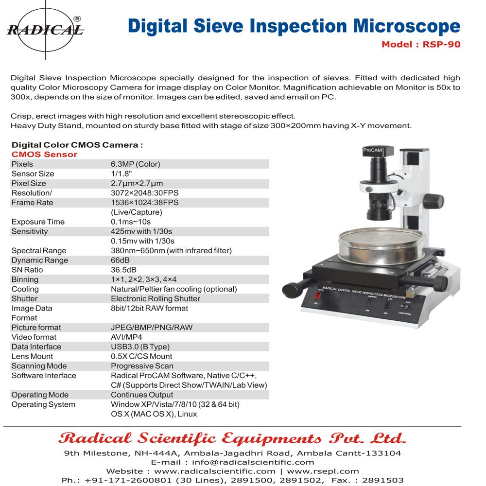 Sieves Digital Microscope Rsp-90 - Coarse Adjustment Range: 30 Mm Travel