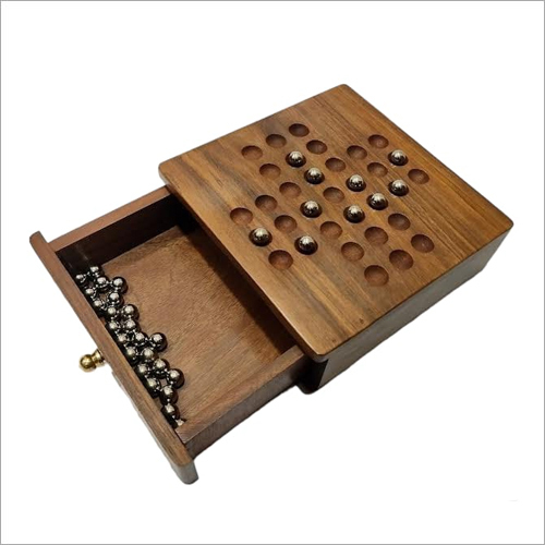 Wooden Solo Checkers Box