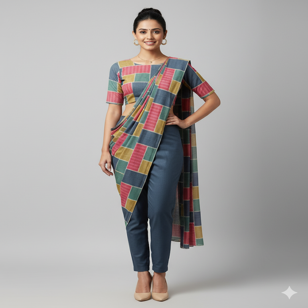 Geometric Block Pattern Muslin Fabric - Application: Garment Making