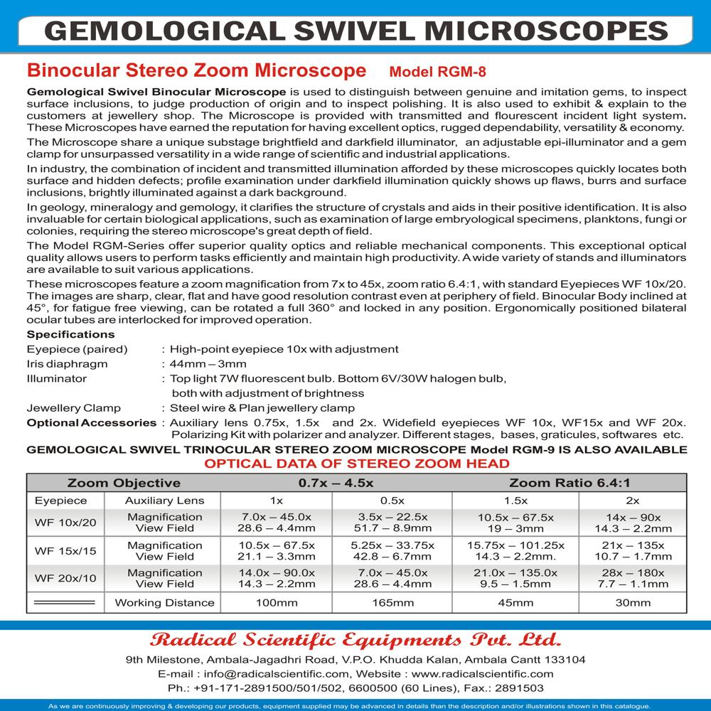 Gemological Microscope Rgm-8 - Magnification: 7x-45x