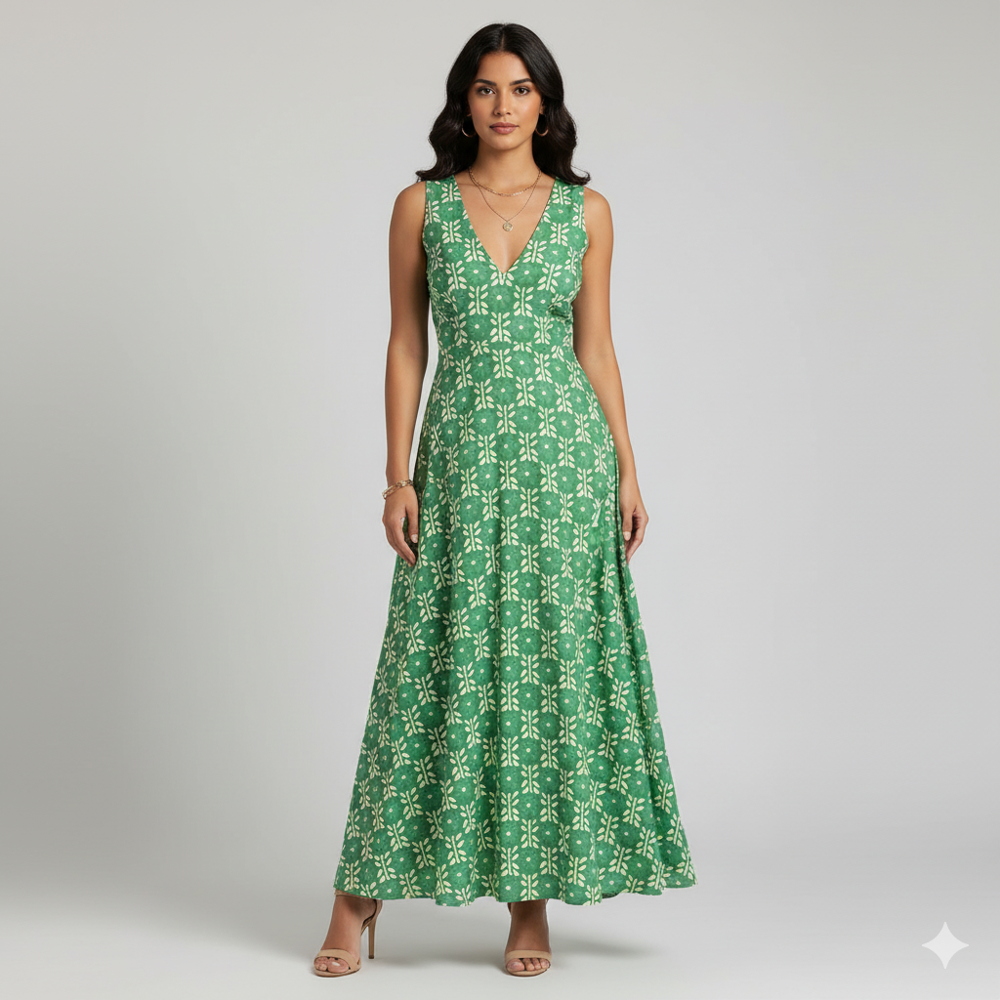 digital print Light Green Floral Weave Fabric