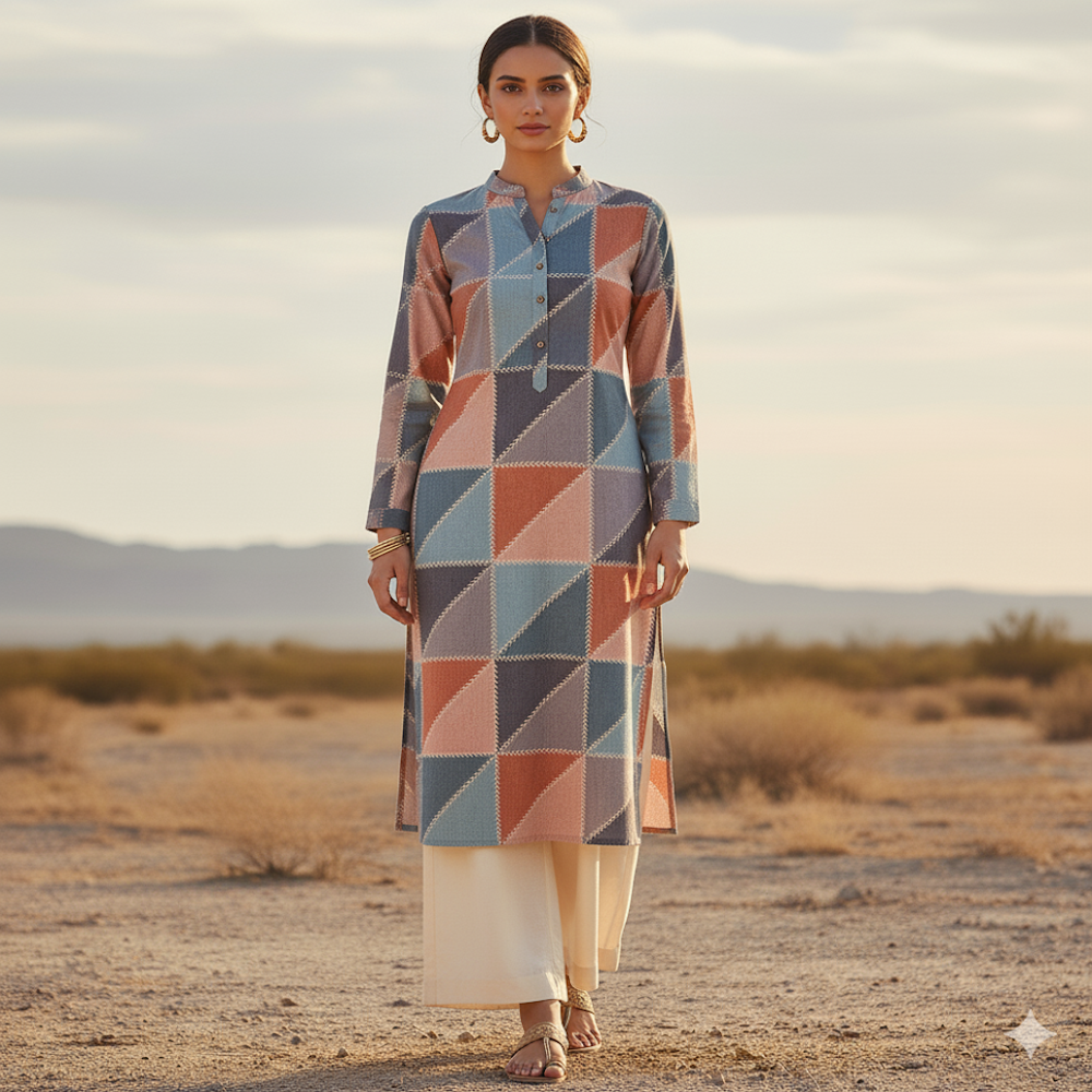 Rectangular Quilt Blocks print fabric