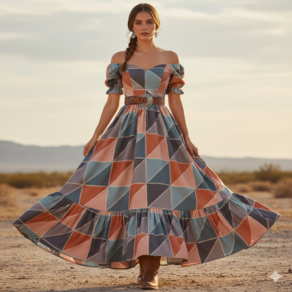 Rectangular Quilt Blocks print fabric