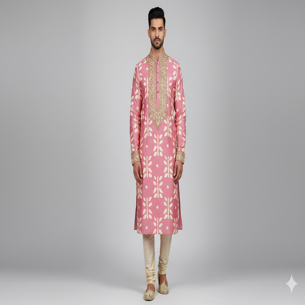 Peach Floral Weave Fabric