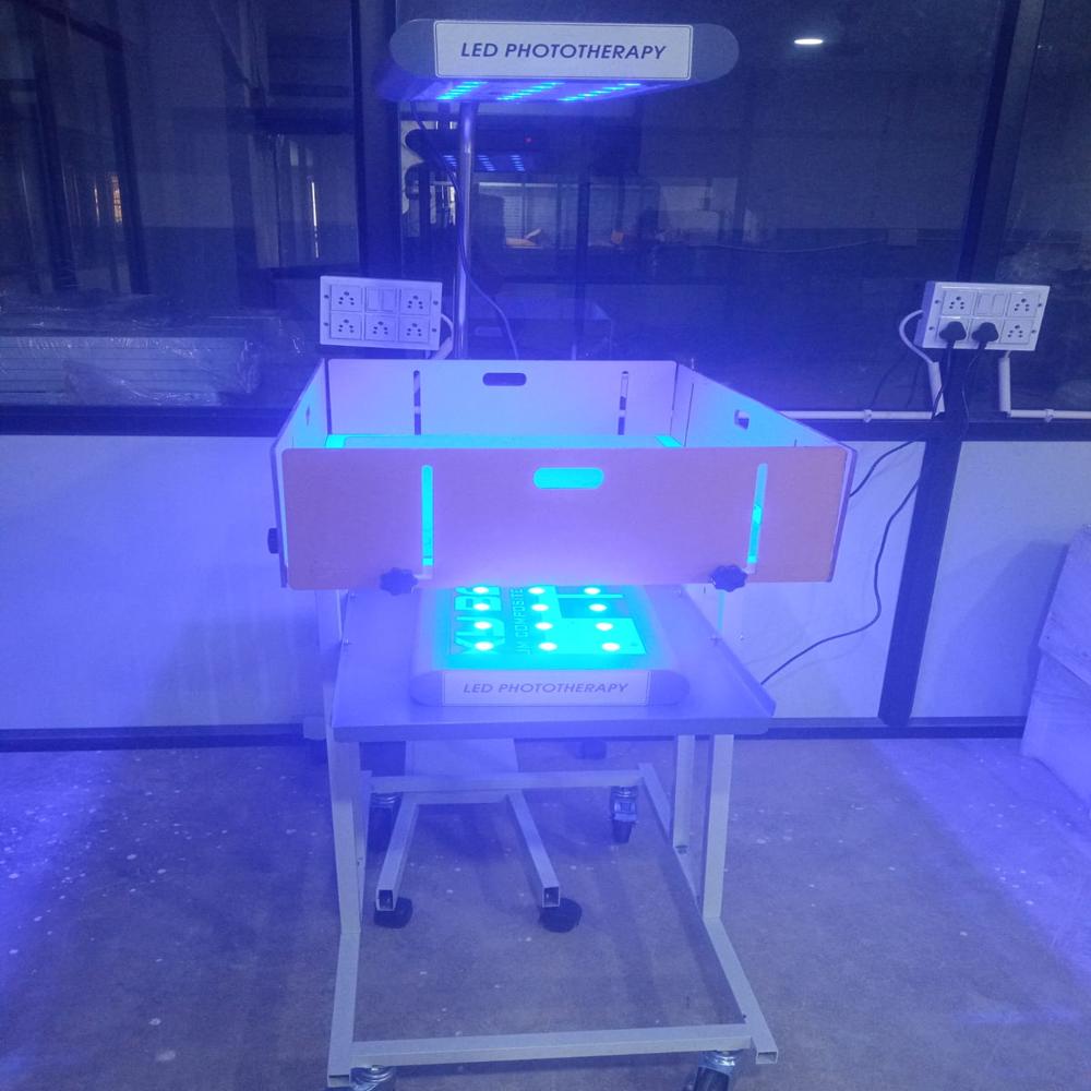 Double Surface Phototherapy Unit - Transparent Acrylic Bassinet 120x60x160 Cm | Dual Light Sources, High-intensity Led, Adjustable Intensity, Integrated Baby Cradle, Digital Timer, Portable Design