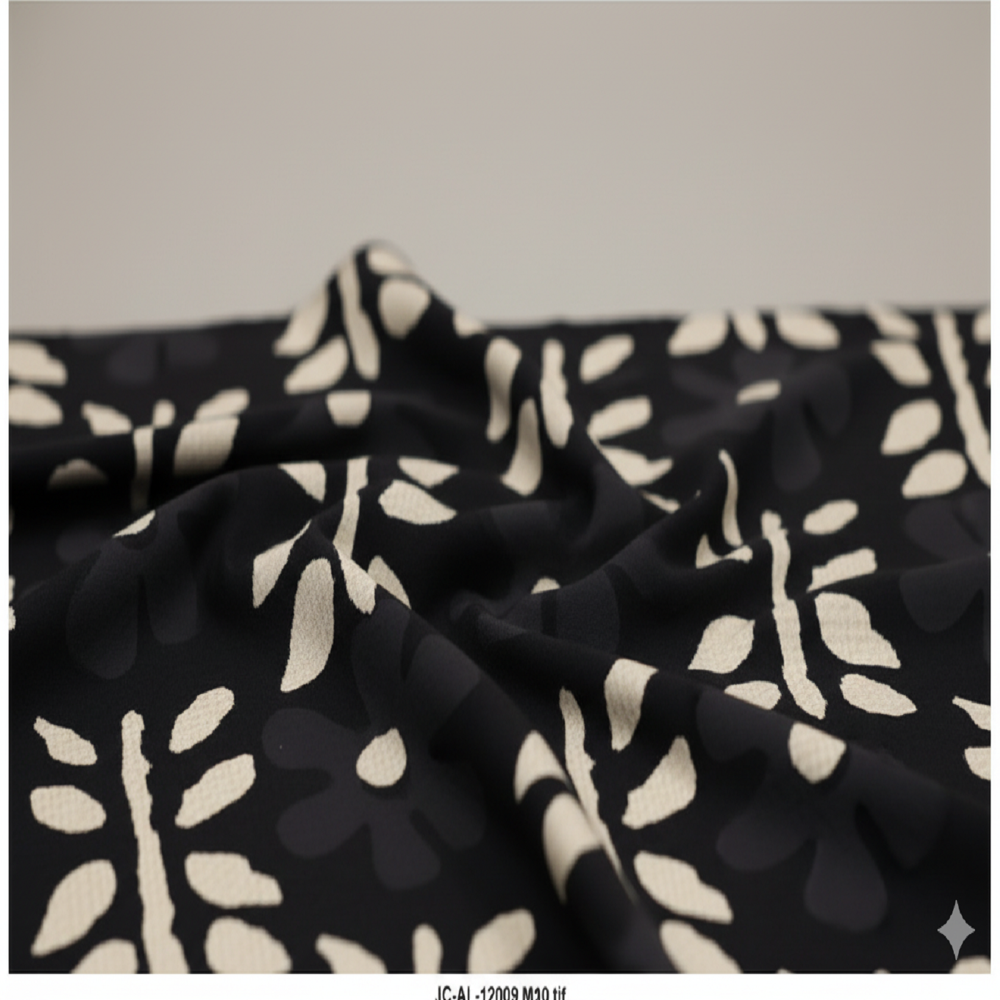 Black Floral Weave Fabric - Application: Garment Making