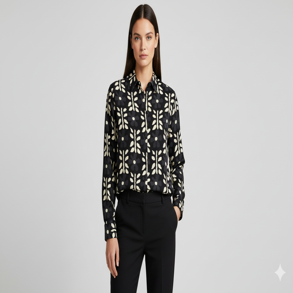  Black Floral Weave Fabric