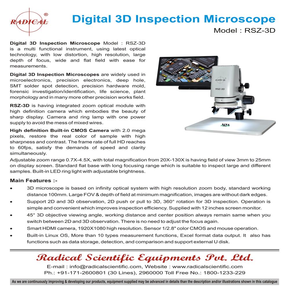 Digital 3d Inspection Microscope Rsz-3d - Application: Microelectronics