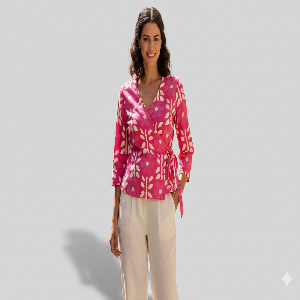 digital print Hot Pink Floral Weave Fabric