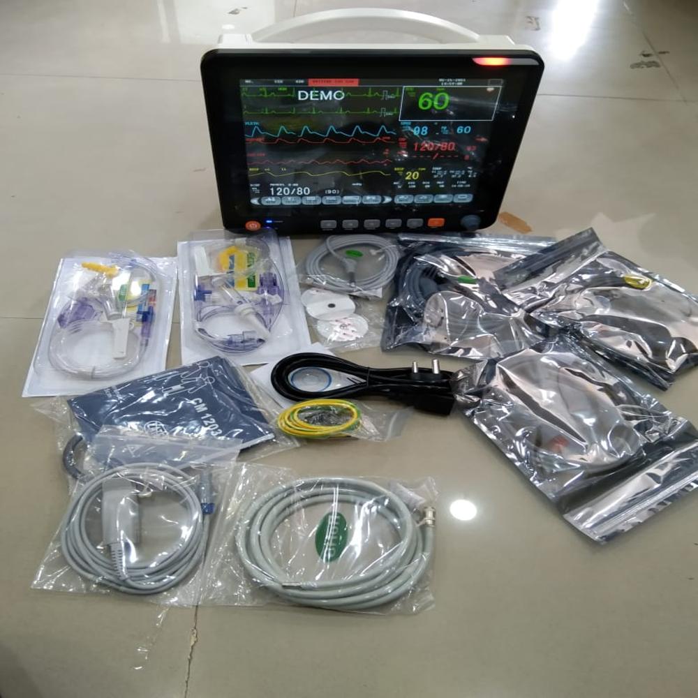 Km12t Patient Monitor - Plastic, 12 Inch High-resolution Tft Lcd Screen, Black | Multiparameter Vital Signs Monitoring With Ecg, Nibp, Spo2, Respiration, And Temperature Tracking