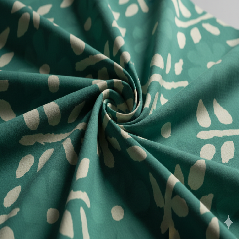 digital print floral green fabric