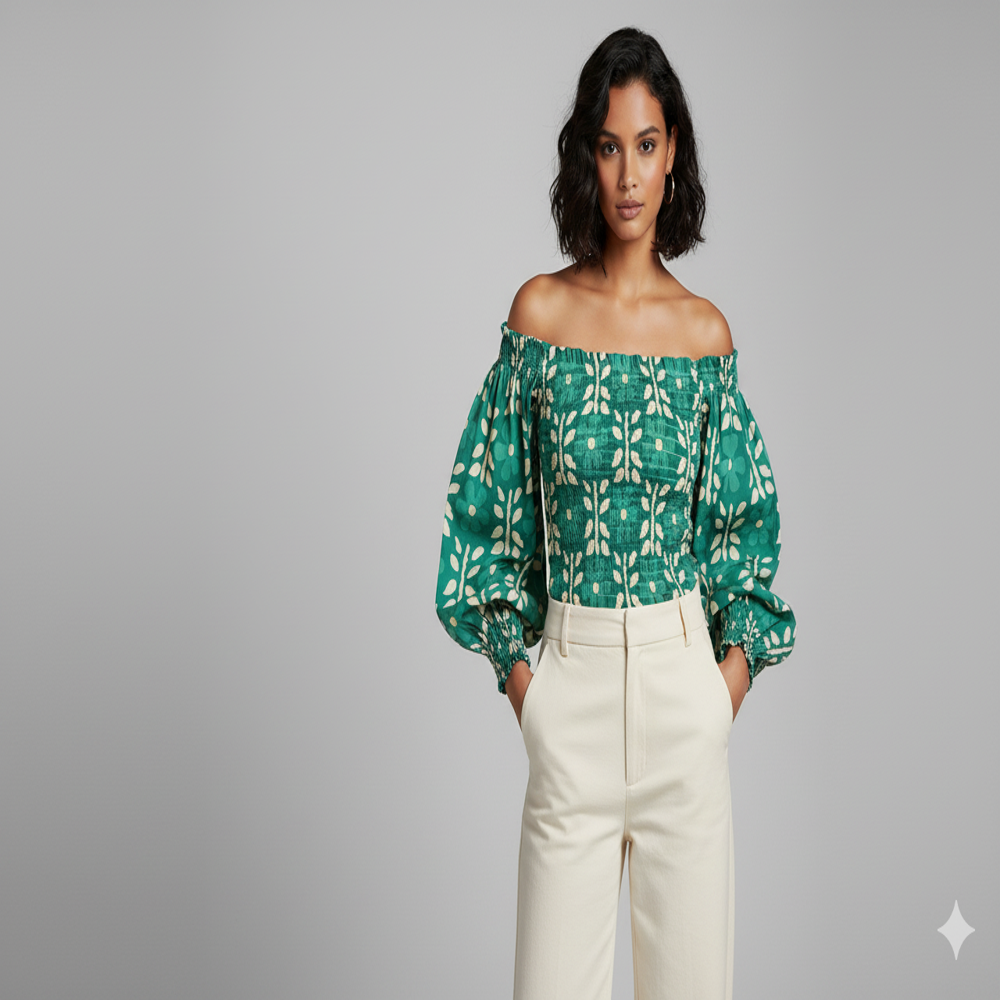 digital print floral green fabric