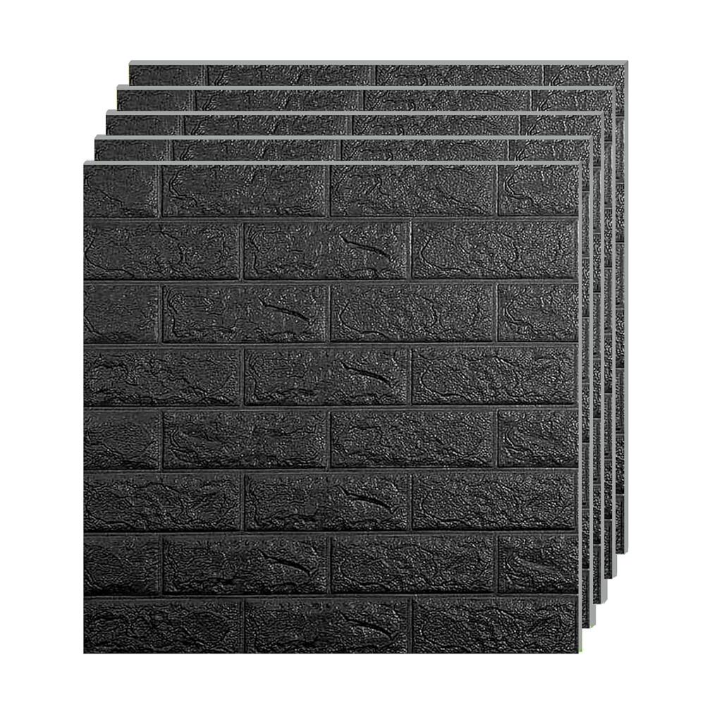 3D Black Brick Wallpaper (70X77 Cm) - Features: Good Quality