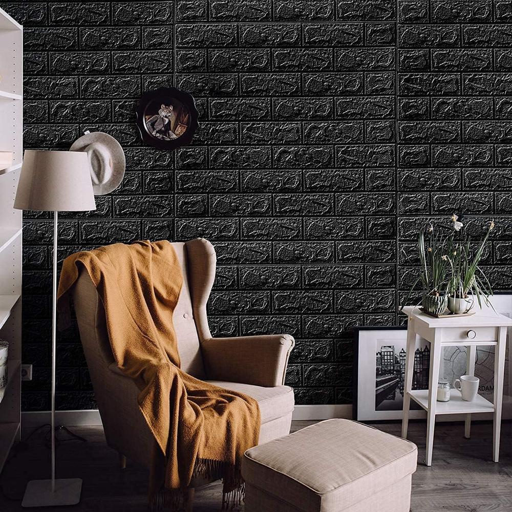 3d Black Brick Wallpaper (70x77 Cm) - Features: Good Quality