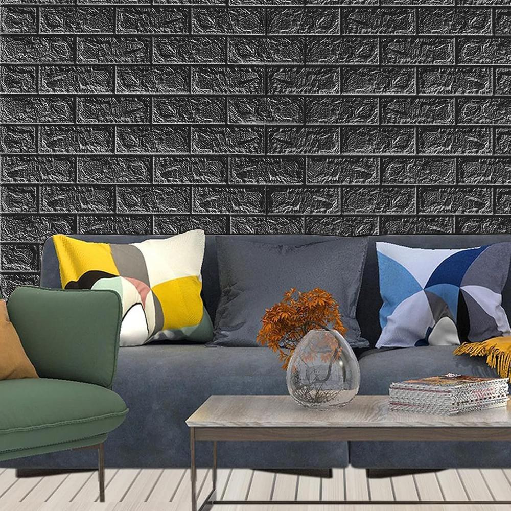 3d Black Brick Wallpaper (70x77 Cm) - Features: Good Quality