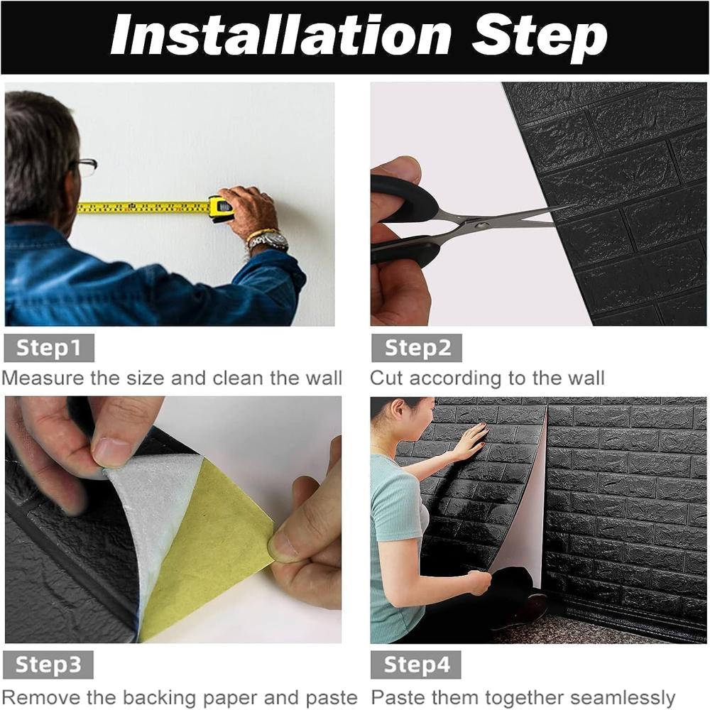 3d Black Brick Wallpaper (70x77 Cm) - Features: Good Quality