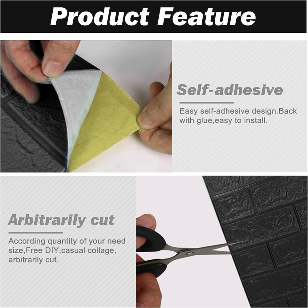 3D Black Brick Wallpaper (70X77 Cm)