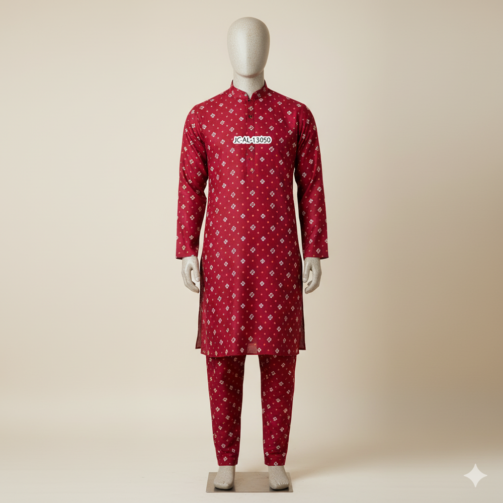 Red Bandhej Print Fabric