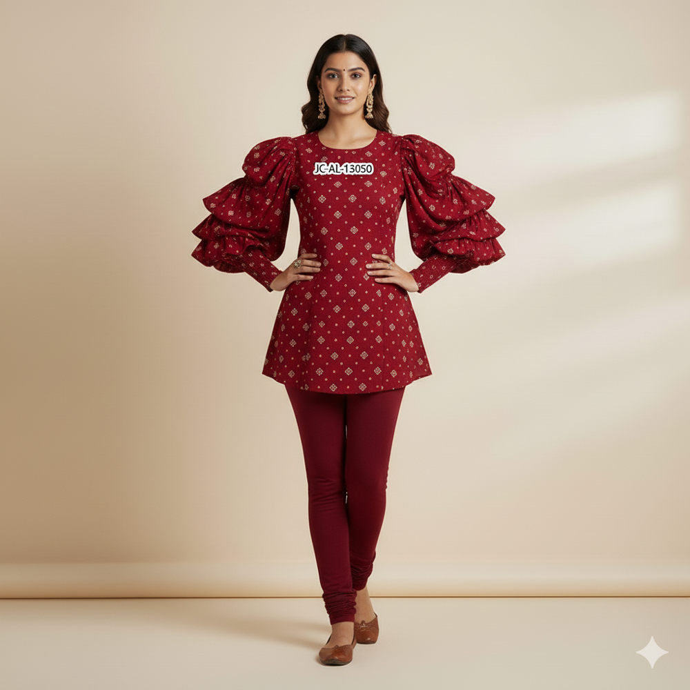 Red Bandhej Print Fabric