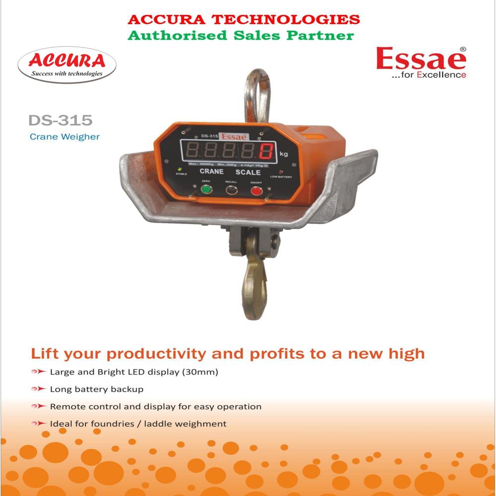 Ds-315 Electronic Crane Scale - Capacity Range: 5 Kilograms (Kg)