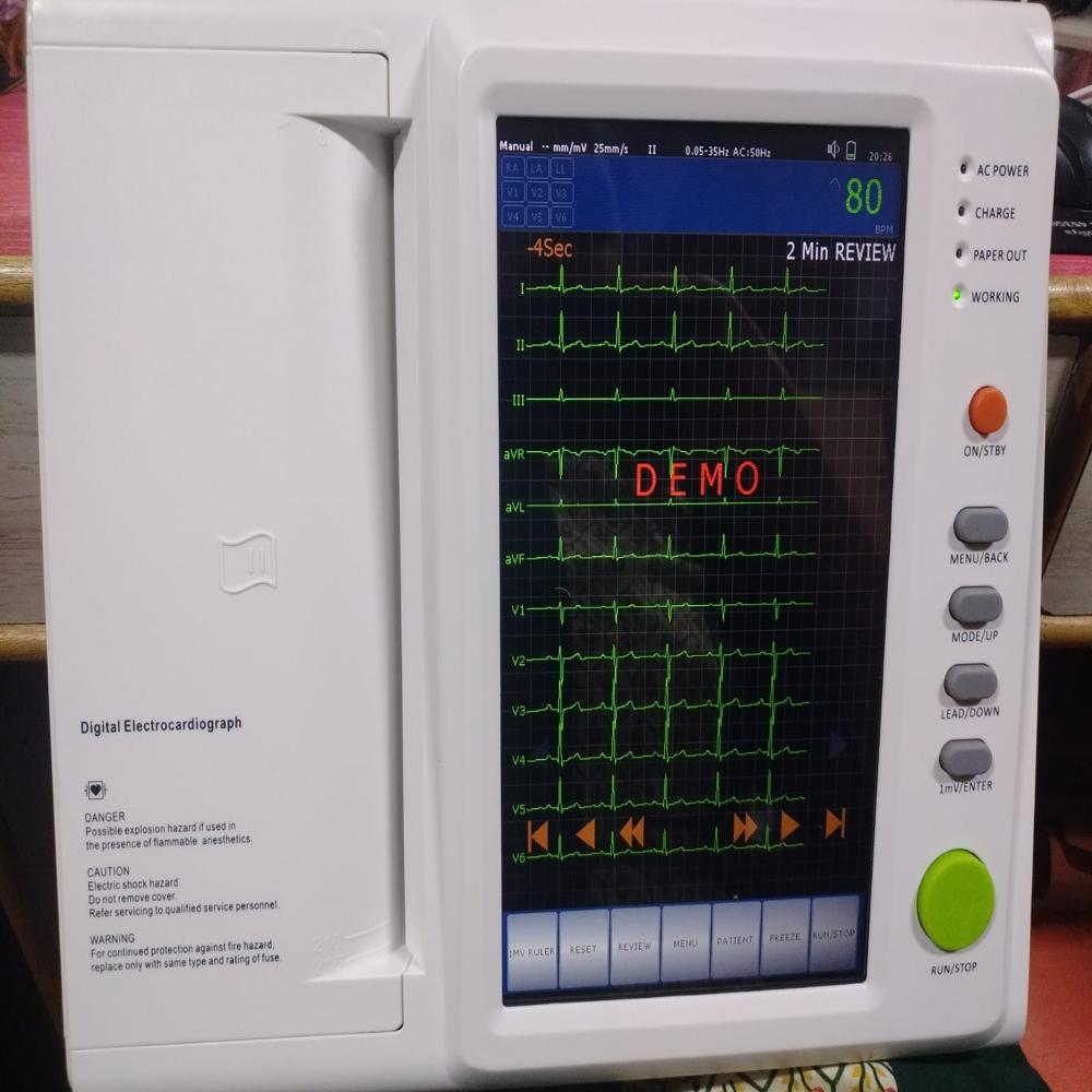 12 Channel Ecg With Touch Screen - 12 Channel Ecg Machine With Pc Data Transmission Via Rs232/usb, Advanced Touch Screen Interface