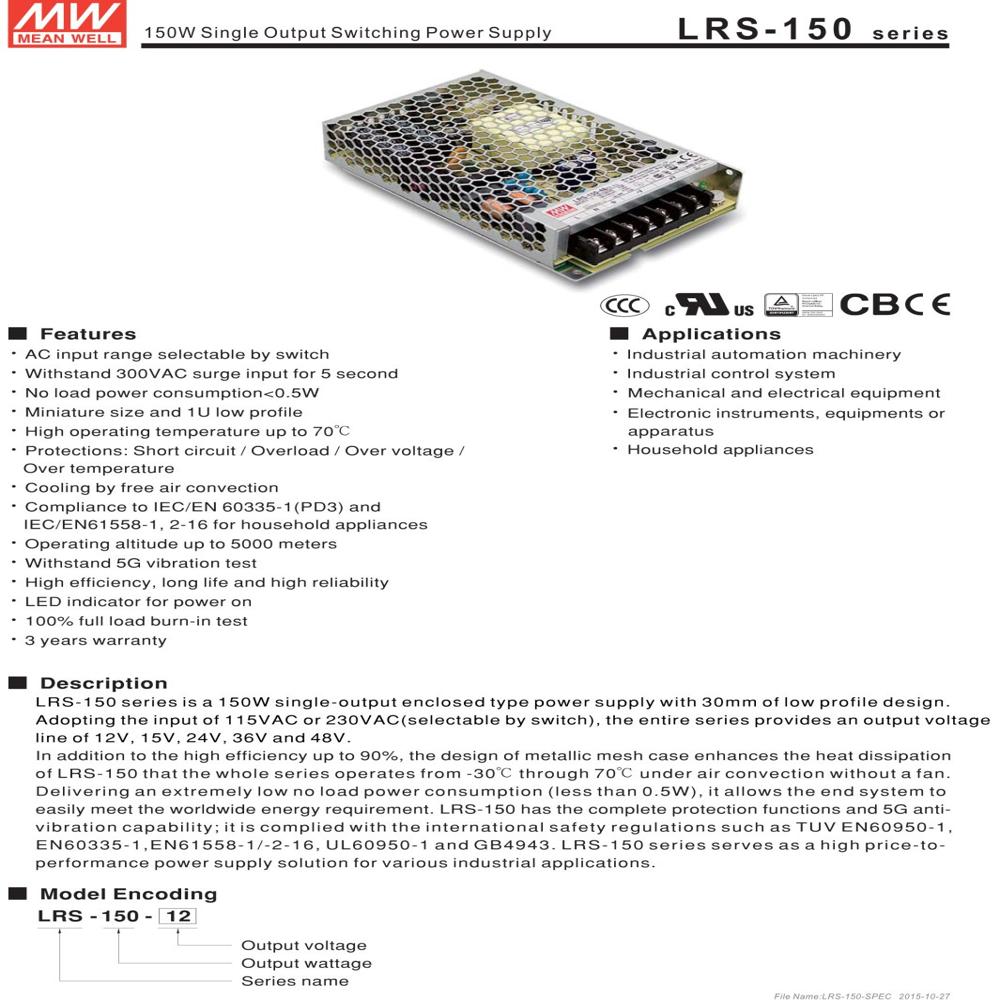 Panel Mount Smps Meanwell - Application: Automation