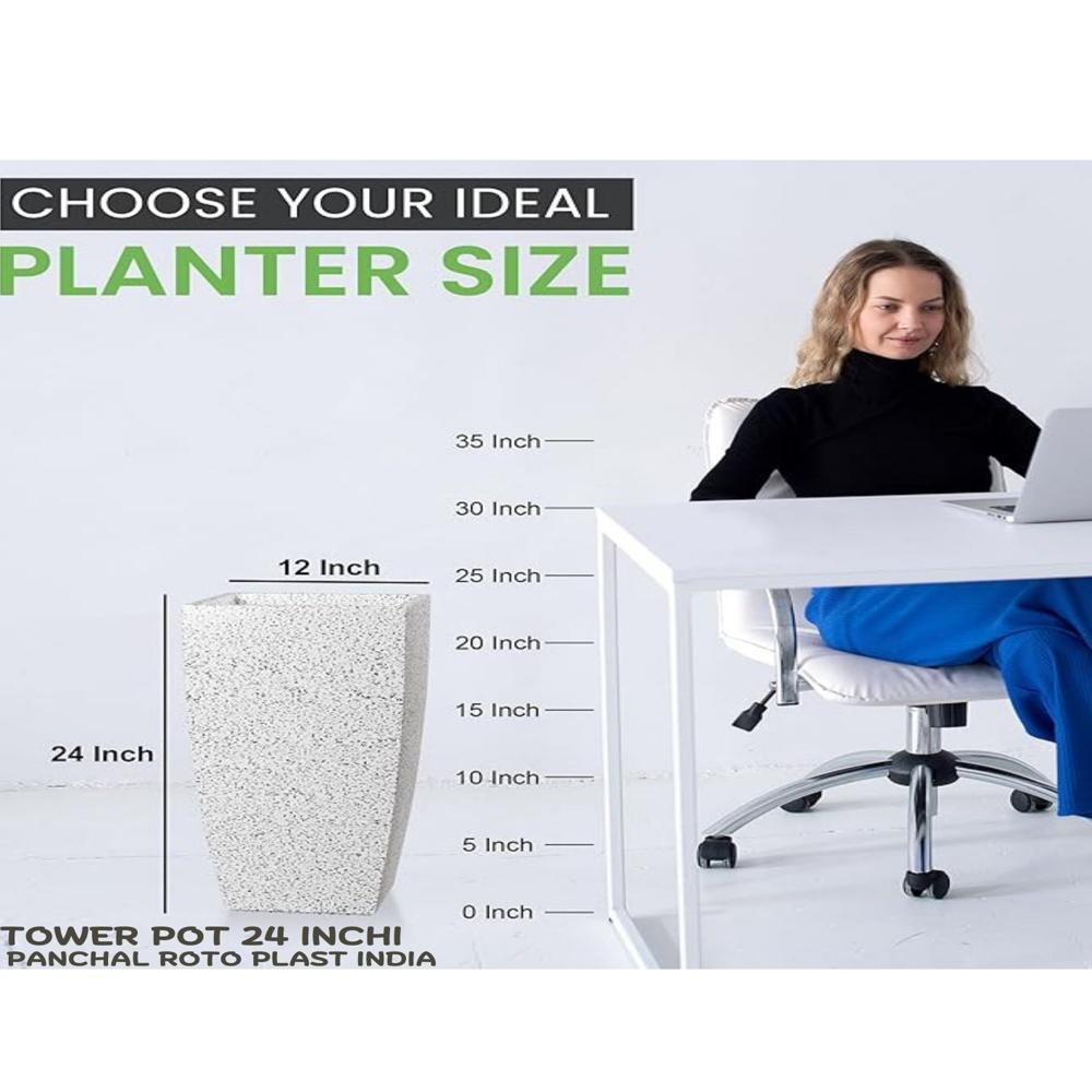 Tower flower pots marble style 24 inchi