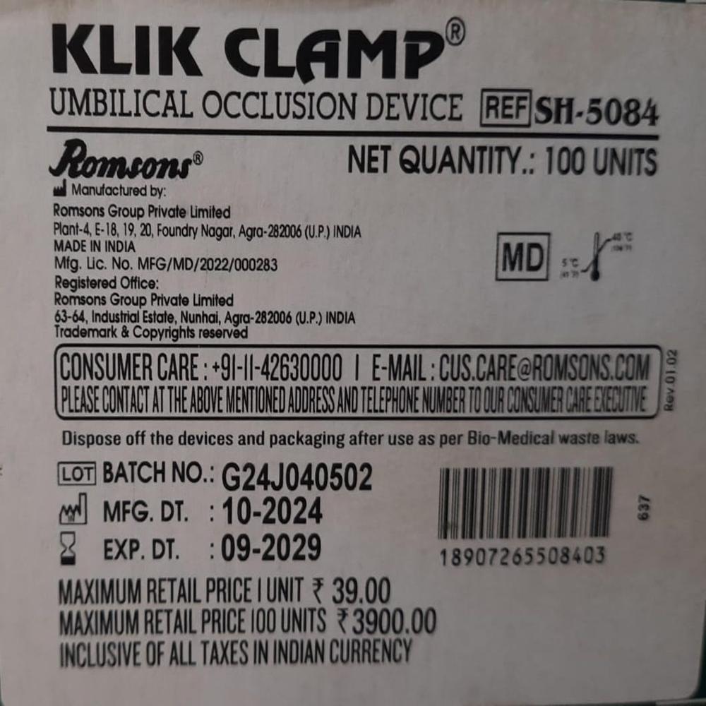 Klik Clamp Cord Clamp - Application: Medical