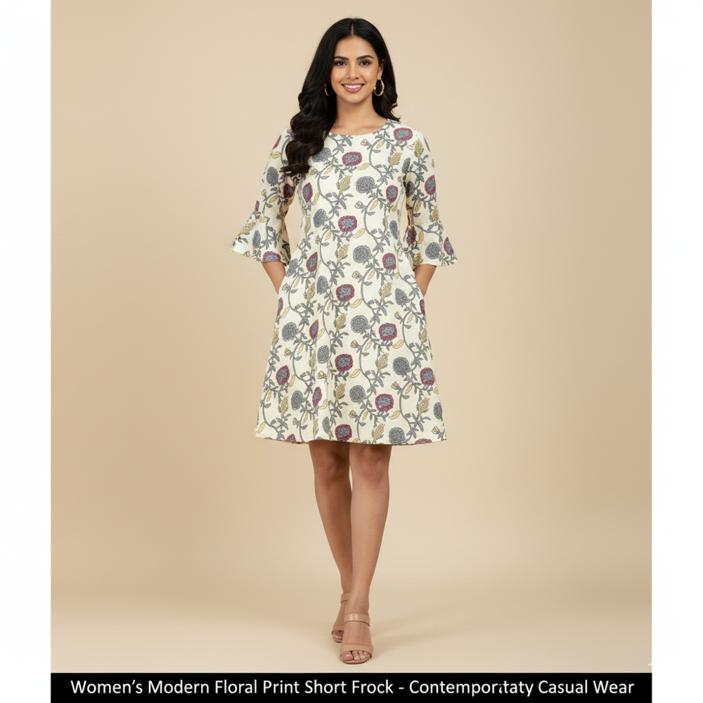Floral print  Off-White Fabric,kalmakri 