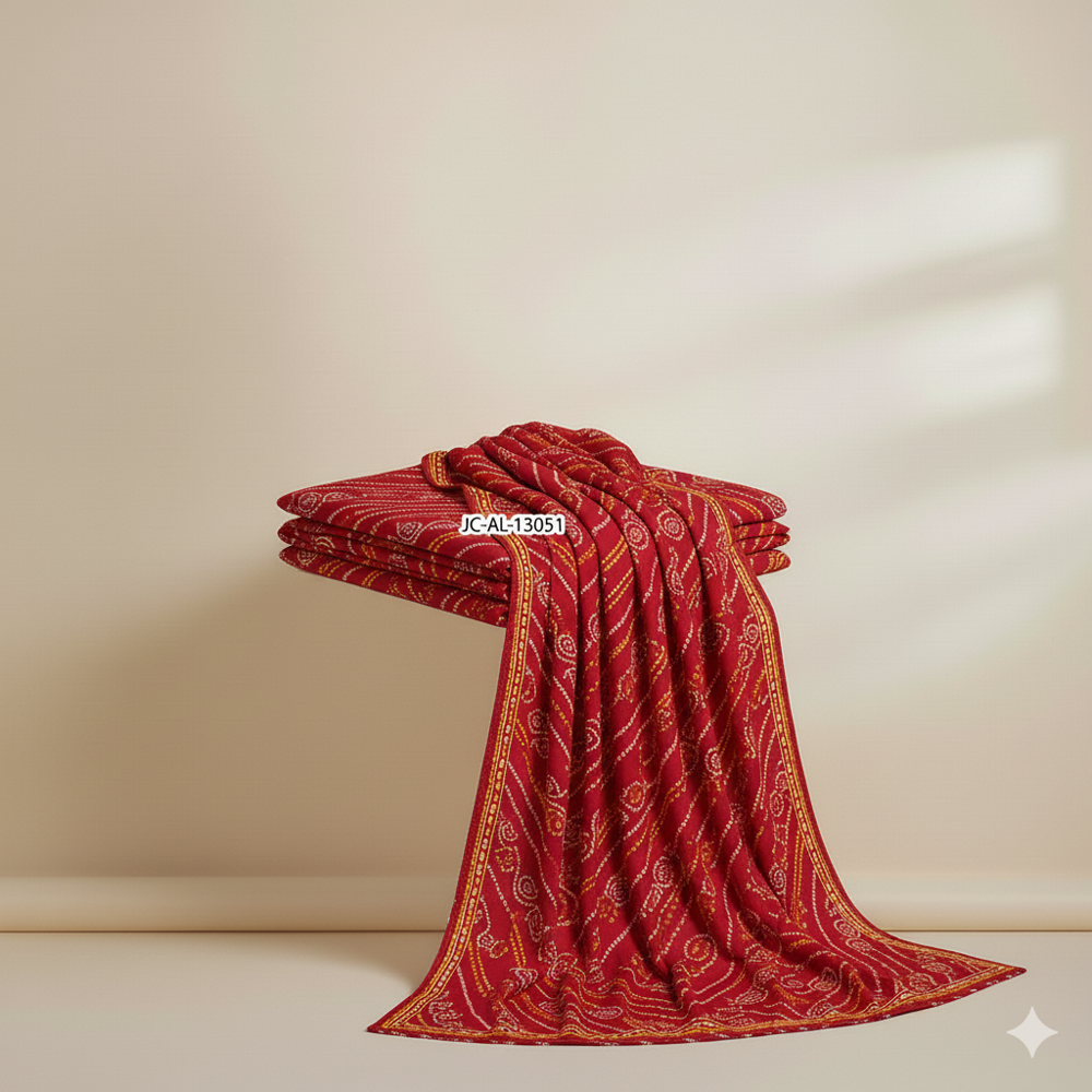 Bandhani  printet fabric, red