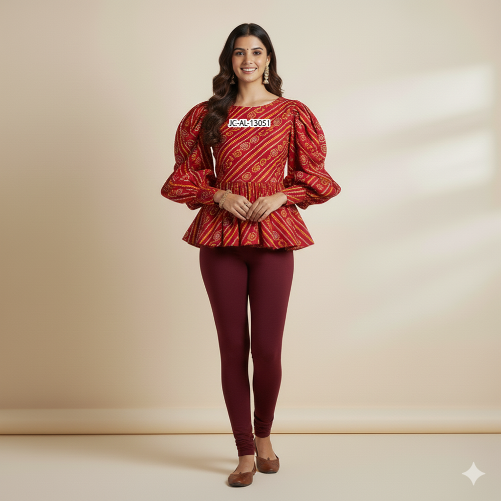 Bandhani printet fabric, red