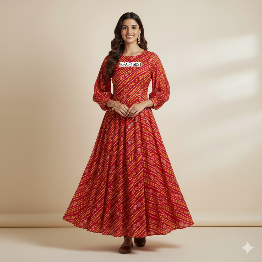 Bandhani printet fabric, red