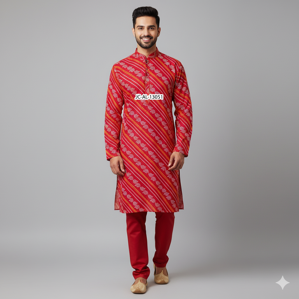 Bandhani printet fabric, red