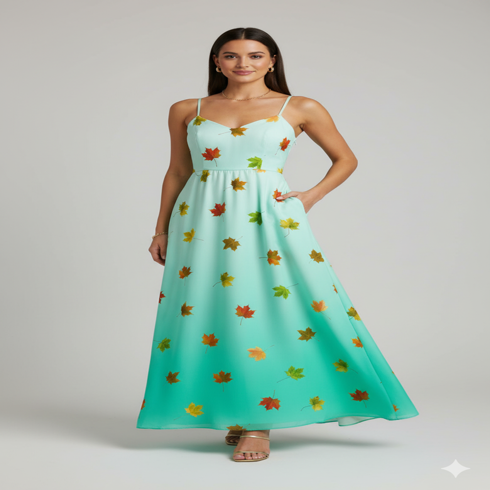 Leaf Motif Digital Printed Fabric