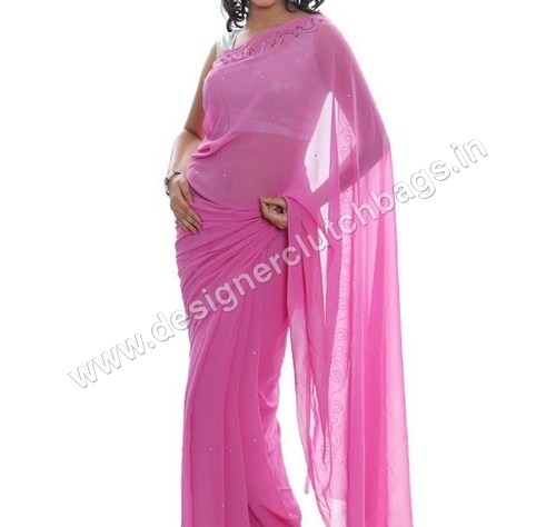 डिजाइनर क्रिस्टलाइज्ड बैंगनी साड़ी