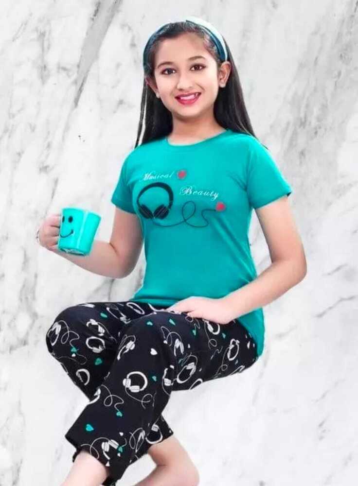 Cotton Night Suits For Girls - Color: Multicolor