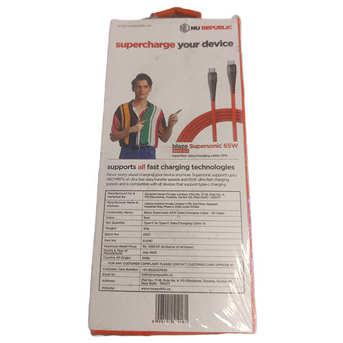 Blaze Supersonic 65w Type-c Charging Cable - Body Material: Plastic
