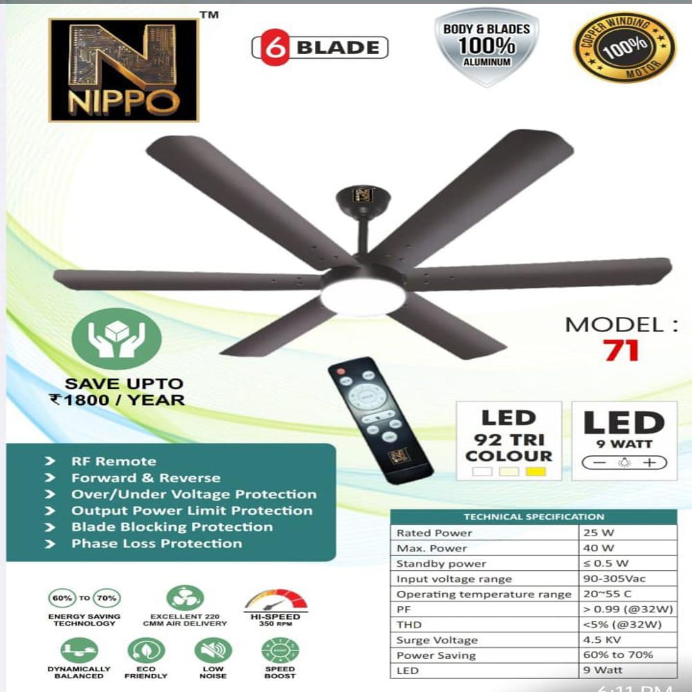Bldc Celling Fan Model 71 , 6 Blade - Blade Diameter: 48 Inch (in)