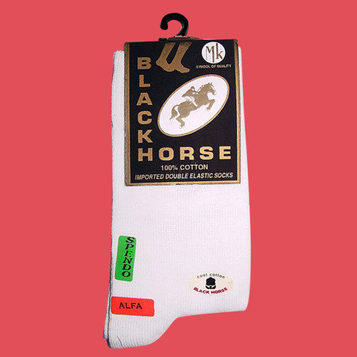 White Lycra Cotton Plain Socks
