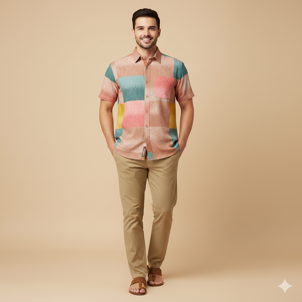 Large-Scale Pastel Check Print Fabric 