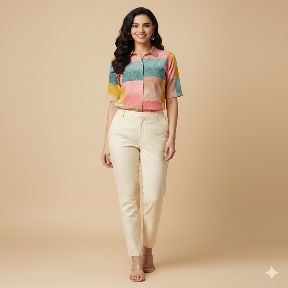 Large-Scale Pastel Check Print Fabric 