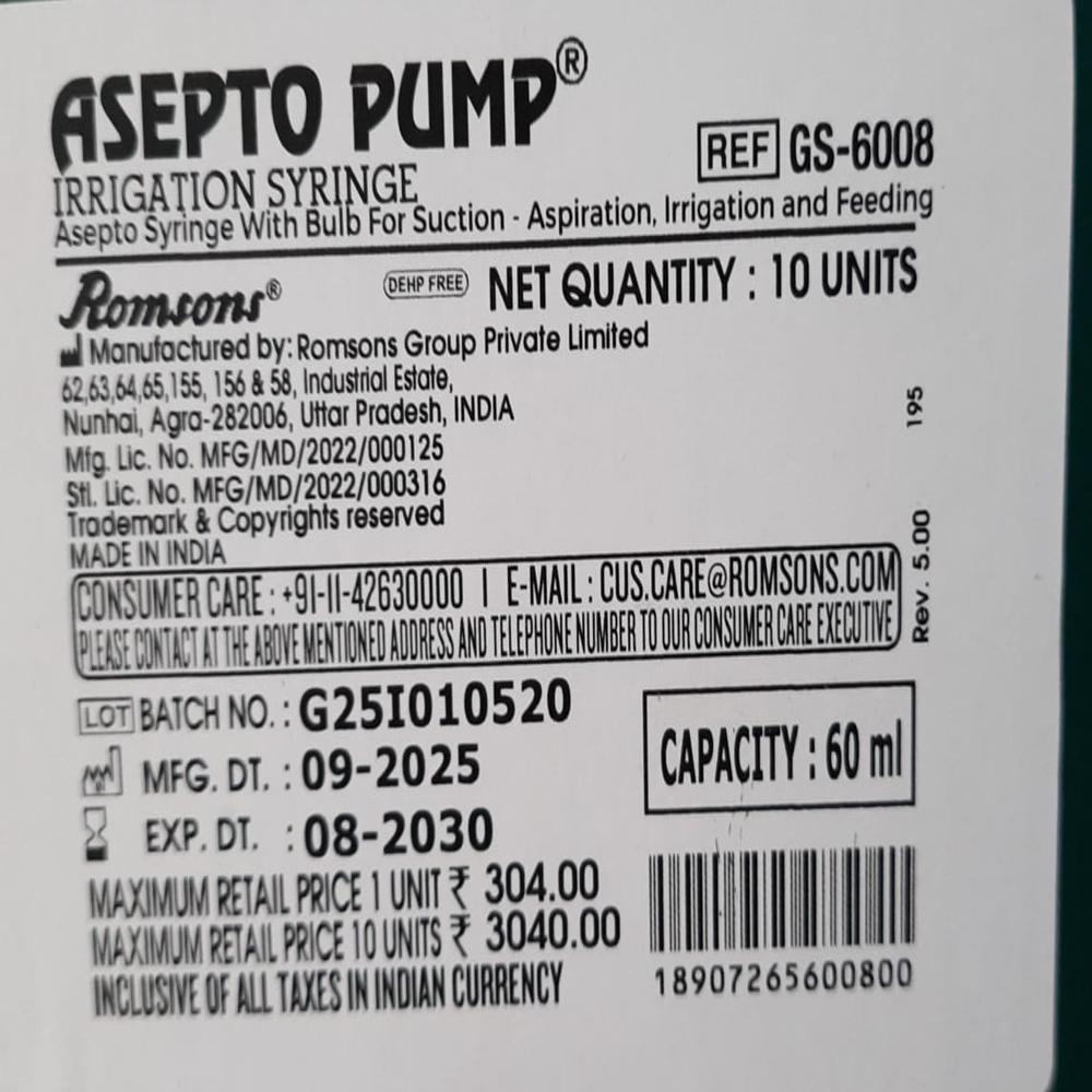 SYRINGE IRRIGATION ASEPTO PUMP