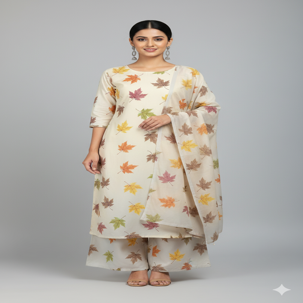 digital print Multi-Color Fabric, Leaf Print Fabric