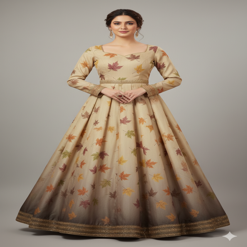 digital print Multi-Color Fabric, Leaf Print Fabric