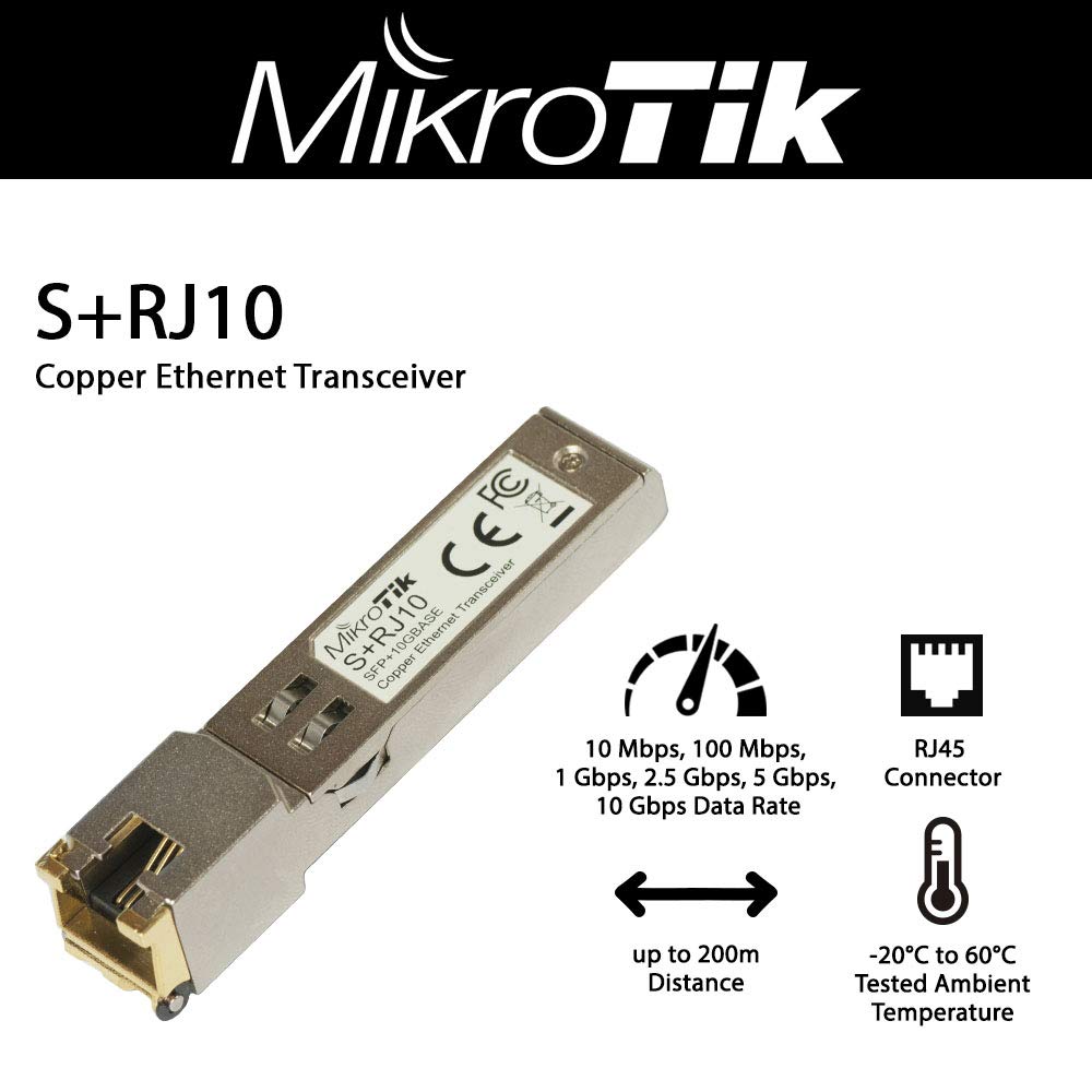 MIKROTIK SFP+ 10Gbps module for regular twisted-pair LAN cables (S+RJ10)