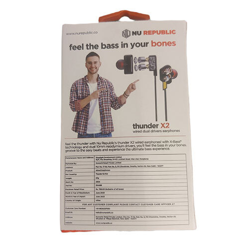 Thunder X2 Wired Dual Earphones - Body Material: Plastic