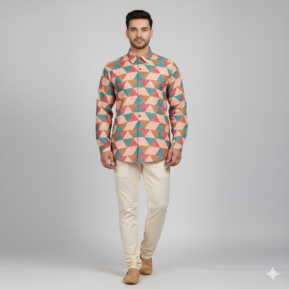  Geometric Triangle Tessellation Print Fabric